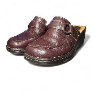 Born Brown Pebbled Leather Clogs Slip-On Comfort Shoes Women’s Size 9